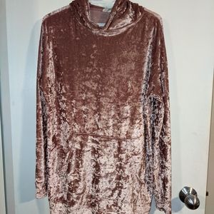 Large pink velvet hoody